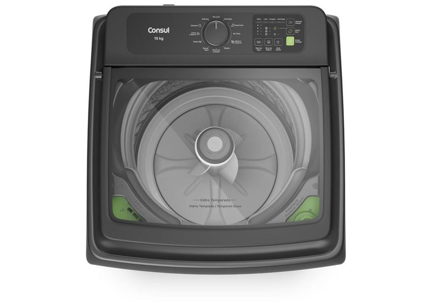 Lavadora de Roupas Consul 15kg 12 Programas de Lavagem Cinza Chumbo CWN15A9ANA