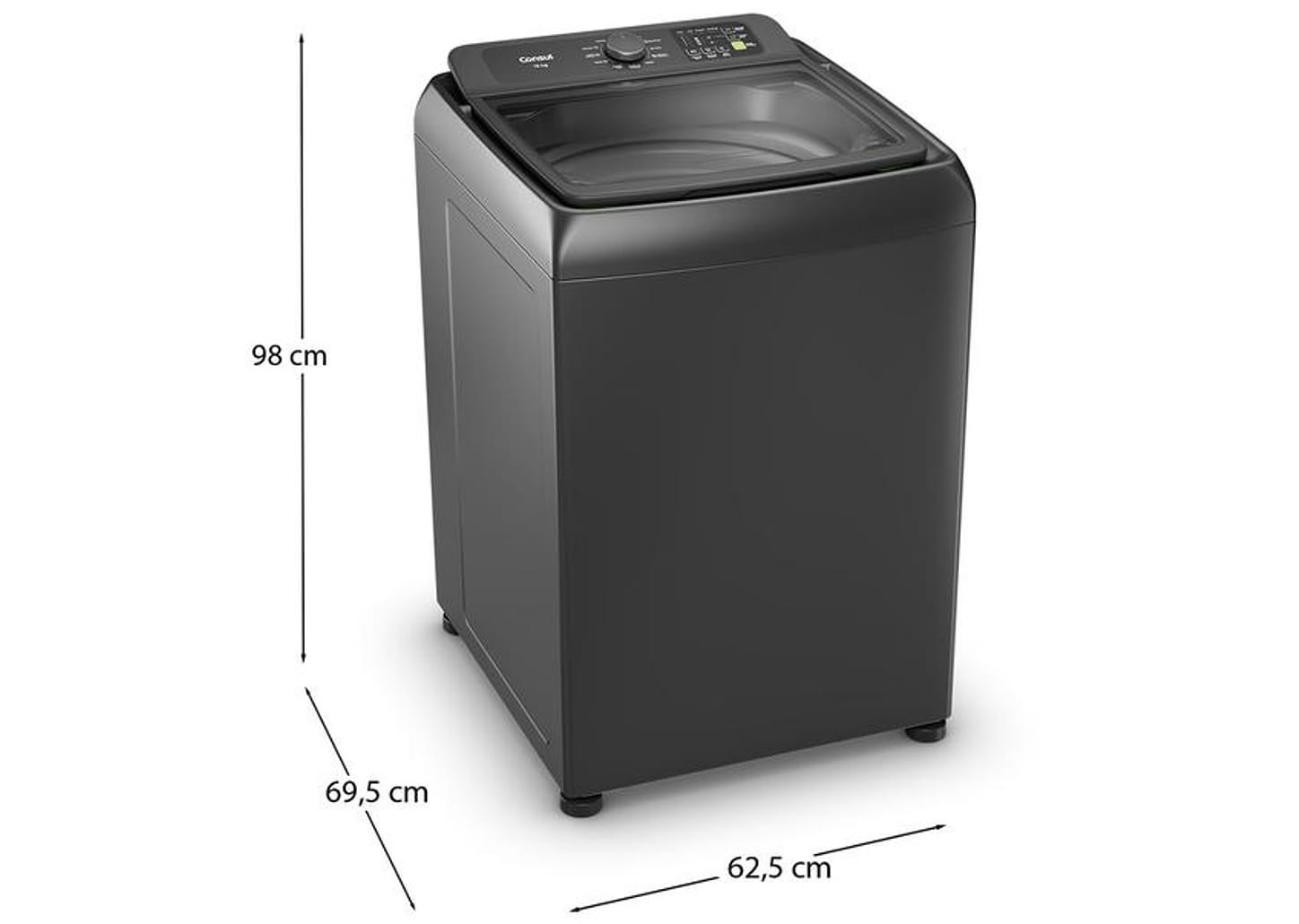 Lavadora de Roupas Consul 15kg 12 Programas de Lavagem Cinza Chumbo CWN15A9ANA