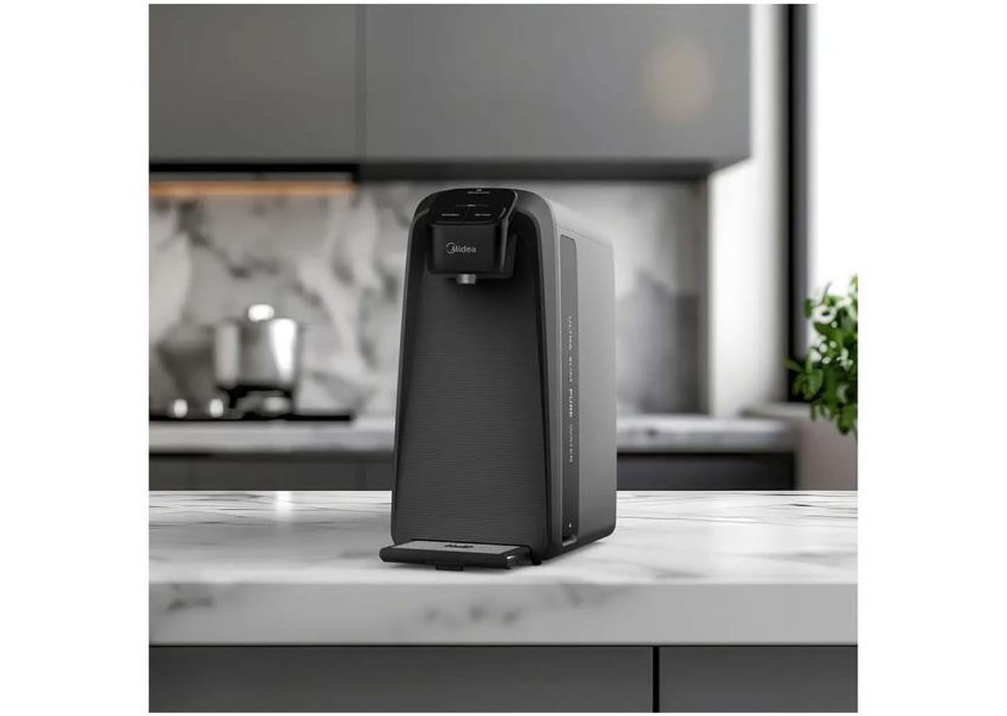 Purificador de Água Midea de Mesa e Parede Elétrico Cinza Slim Pure JDD2580TG Água Gelada e Natural