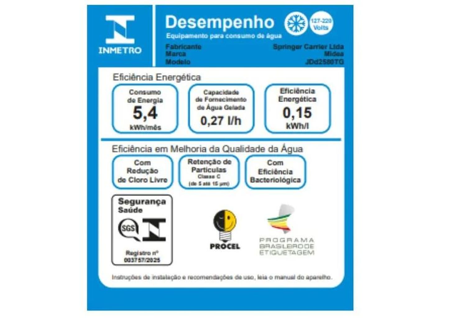 Purificador de Água Midea de Mesa e Parede Elétrico Cinza Slim Pure JDD2580TG Água Gelada e Natural