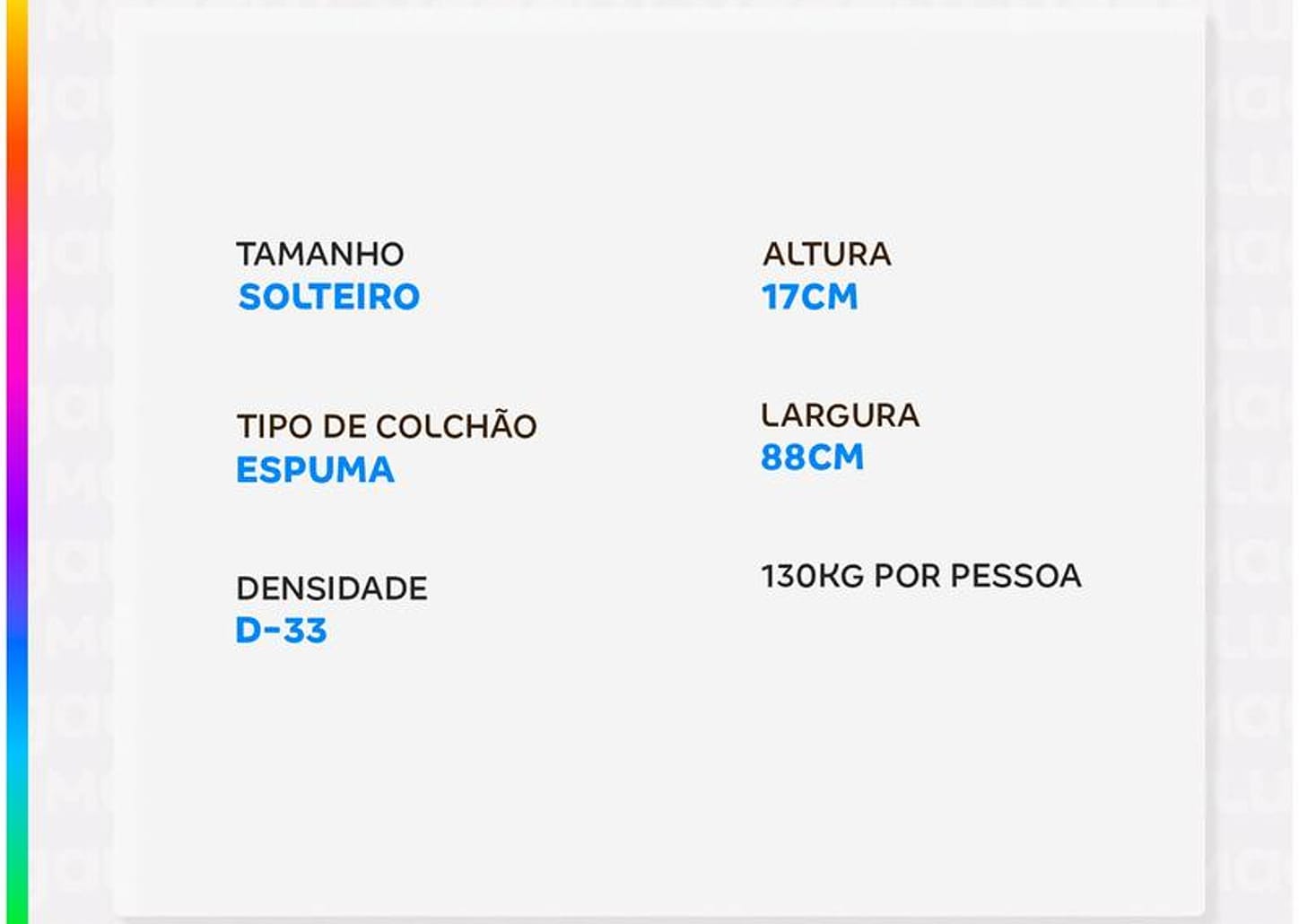 Colchão Solteiro Umaflex de Espuma D33 17x88x188cm Fit Firm