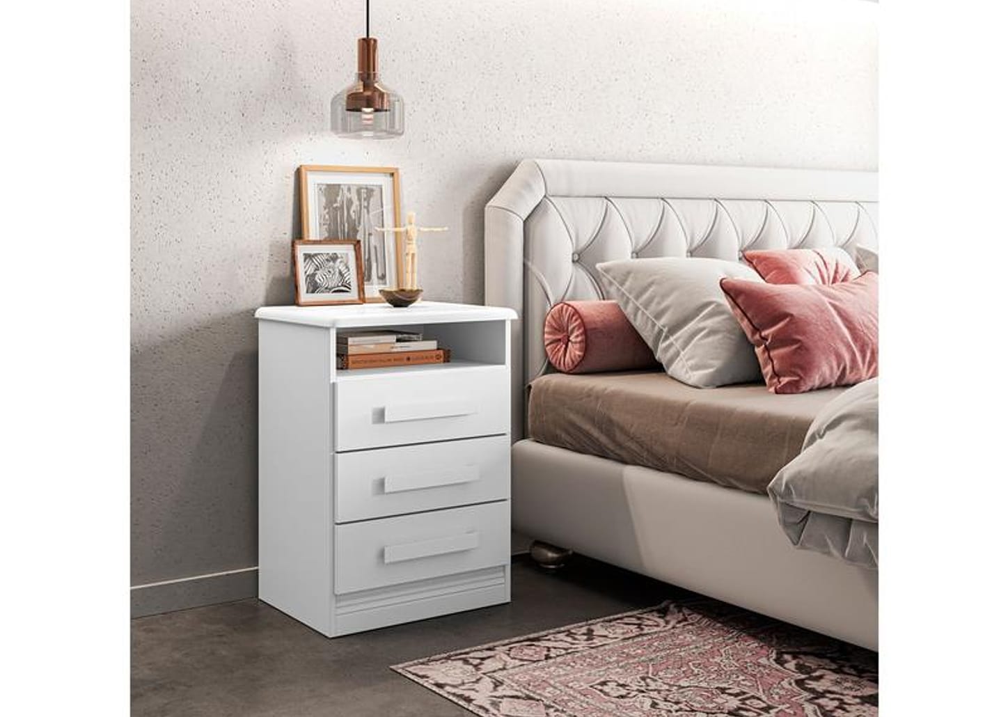 Mesa de Cabeceira 3 Gavetas Roma Móveis Lanza