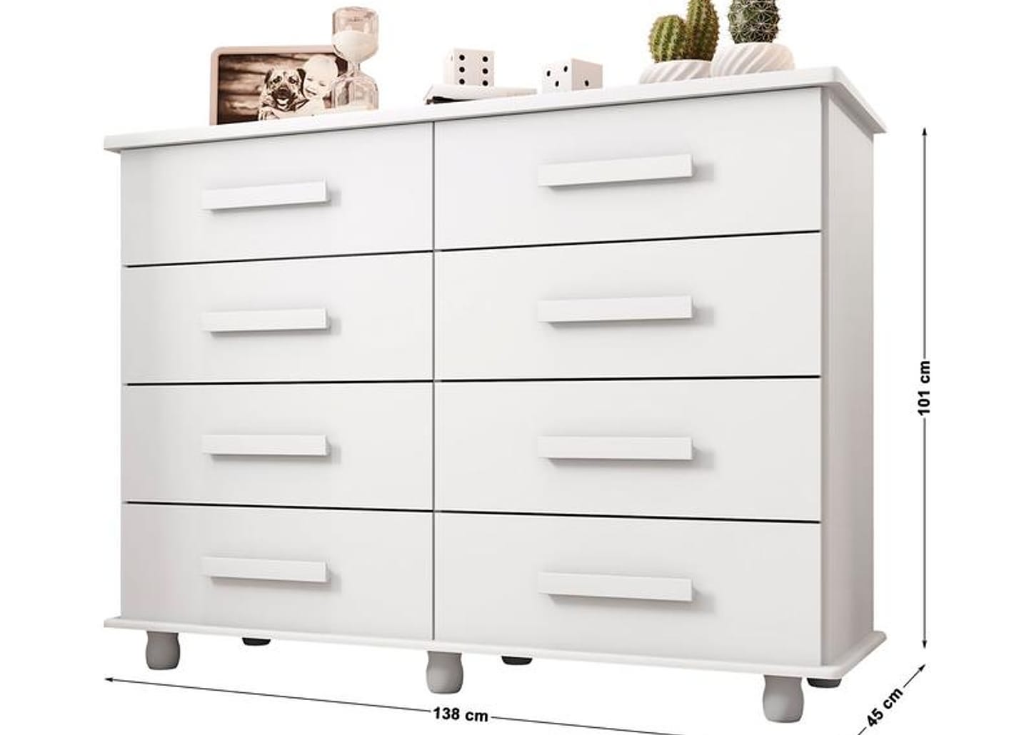 Cômoda 8 Gavetas Móveis Lanza Paris