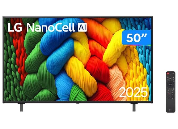 Smart TV 50" LG 4K Ultra HD NANO 50NANO80ASA webOS 25 α7 AI Processor Alexa 3 HDMI 2 USB