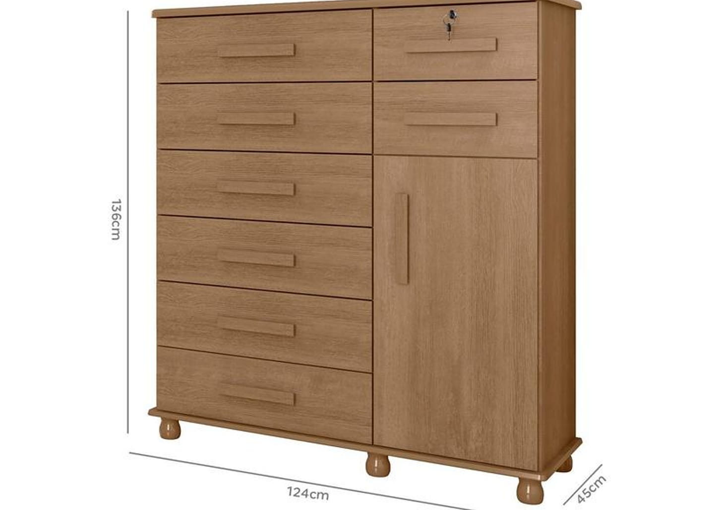 Cômoda Sapateira 1 Porta 8 Gavetas Móveis Lanza - Messina