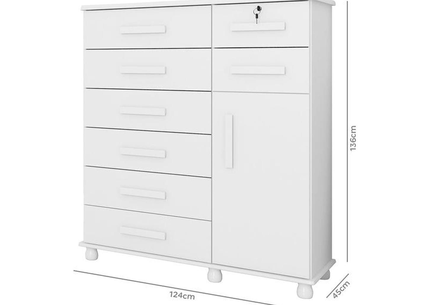 Cômoda Sapateira 1 Porta 2 Gavetas Móveis Lanza - Messina