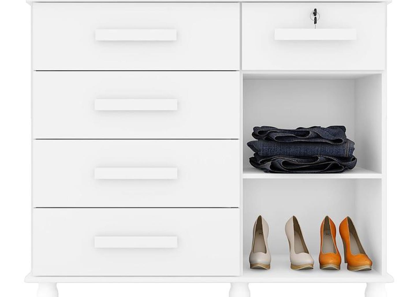 Cômoda Sapateira 1 Porta 5 Gavetas Móveis Lanza - Ibiza