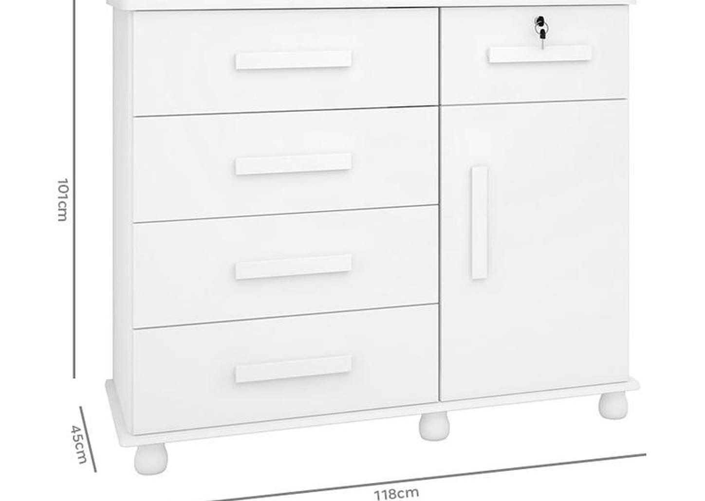 Cômoda Sapateira 1 Porta 5 Gavetas Móveis Lanza - Ibiza