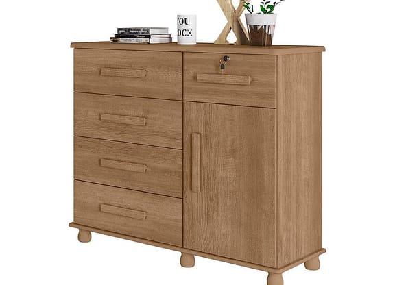 Cômoda Sapateira 1 Porta 5 Gavetas Móveis Lanza - Ibiza