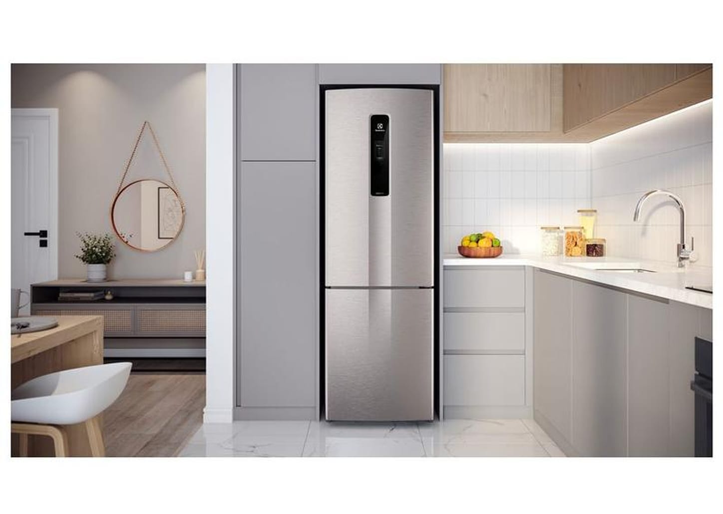 Geladeira/Refrigerador Electrolux Frost Free Inverse Inox Look 400L Efficient IB6S Bivolt