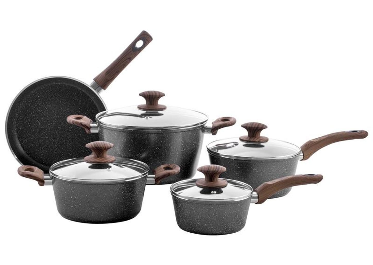 Jogo de Panelas Brinox de Alumínio Marble Cinza 5 Peças Optima