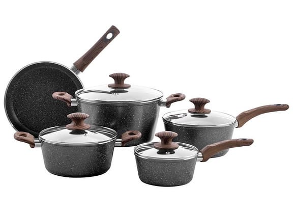 Jogo de Panelas Brinox de Alumínio Marble Cinza 5 Peças Optima