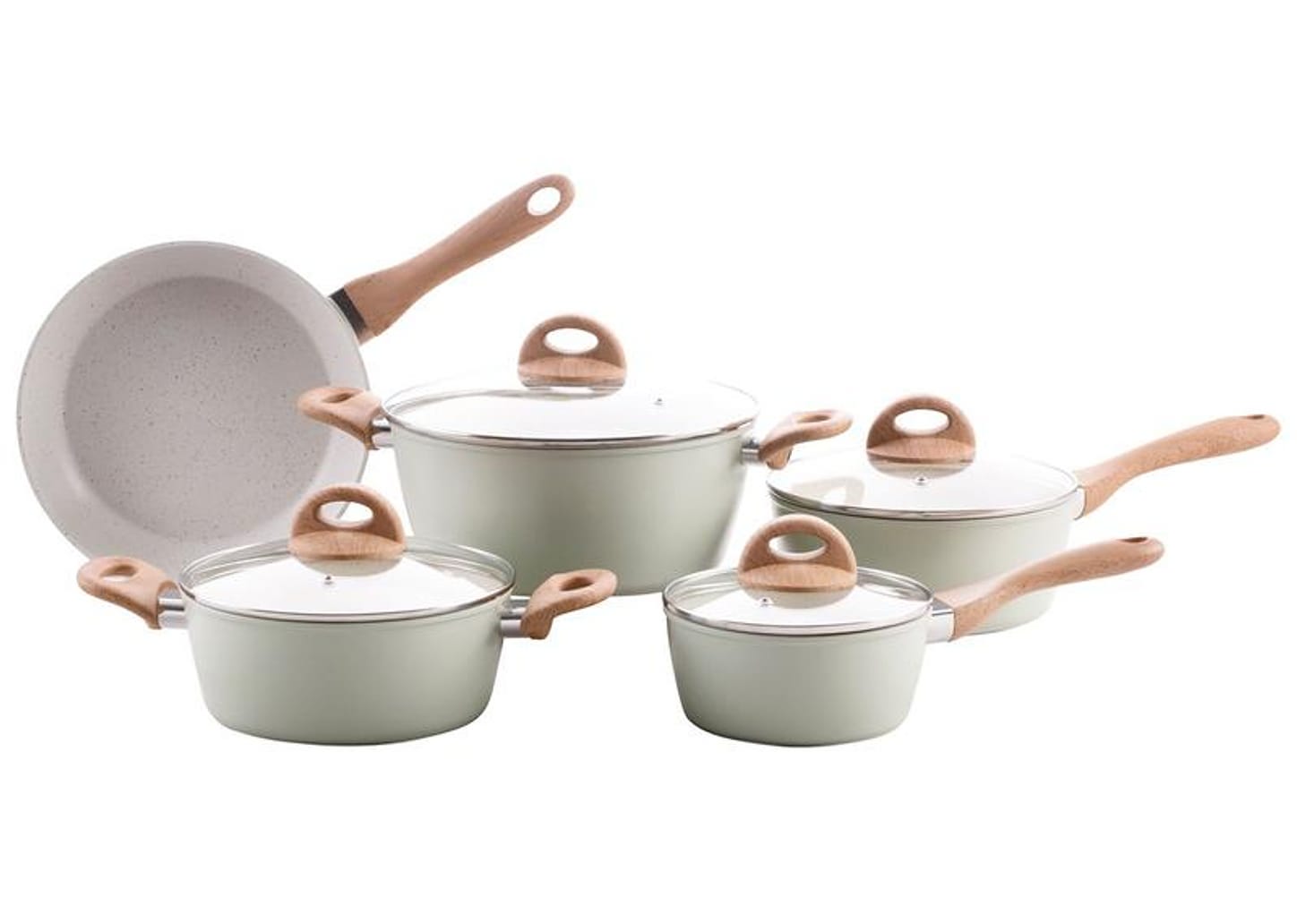 Jogo de Panelas Brinox de Alumínio Vanilla e Verde 5 Peças Optima
