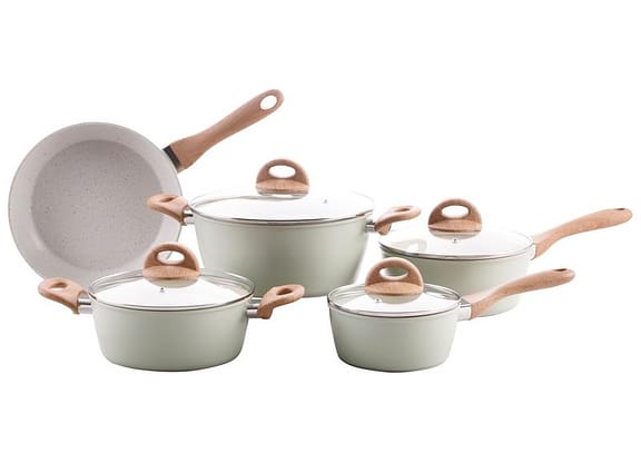 Jogo de Panelas Brinox de Alumínio Vanilla e Verde 5 Peças Optima