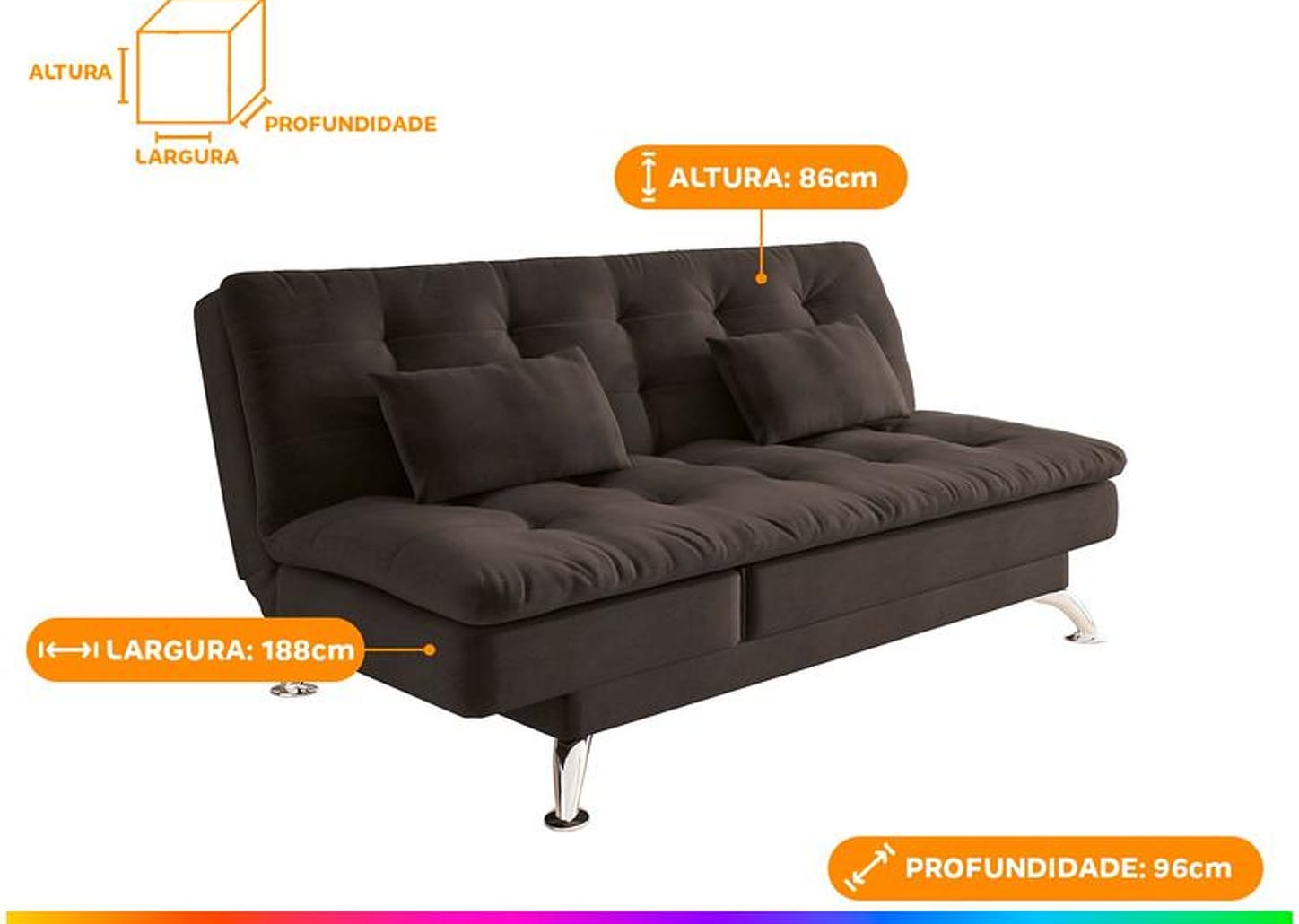 Sofá-cama 3 Lugares Reclinável Linoforte Jade