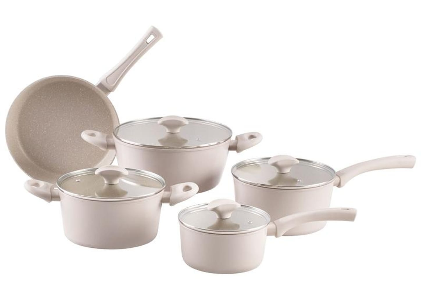 Jogo de Panelas Brinox de Alumínio Creme Mousse 5 Peças Optima