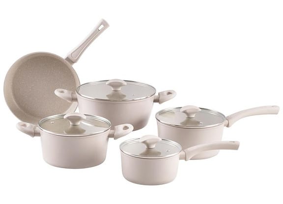 Jogo de Panelas Brinox de Alumínio Creme Mousse 5 Peças Optima