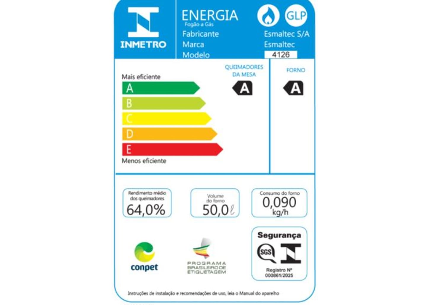 Fogão 4 Bocas Esmaltec Preto Mesa de Vidro Esmaltec Ideal Top Glass