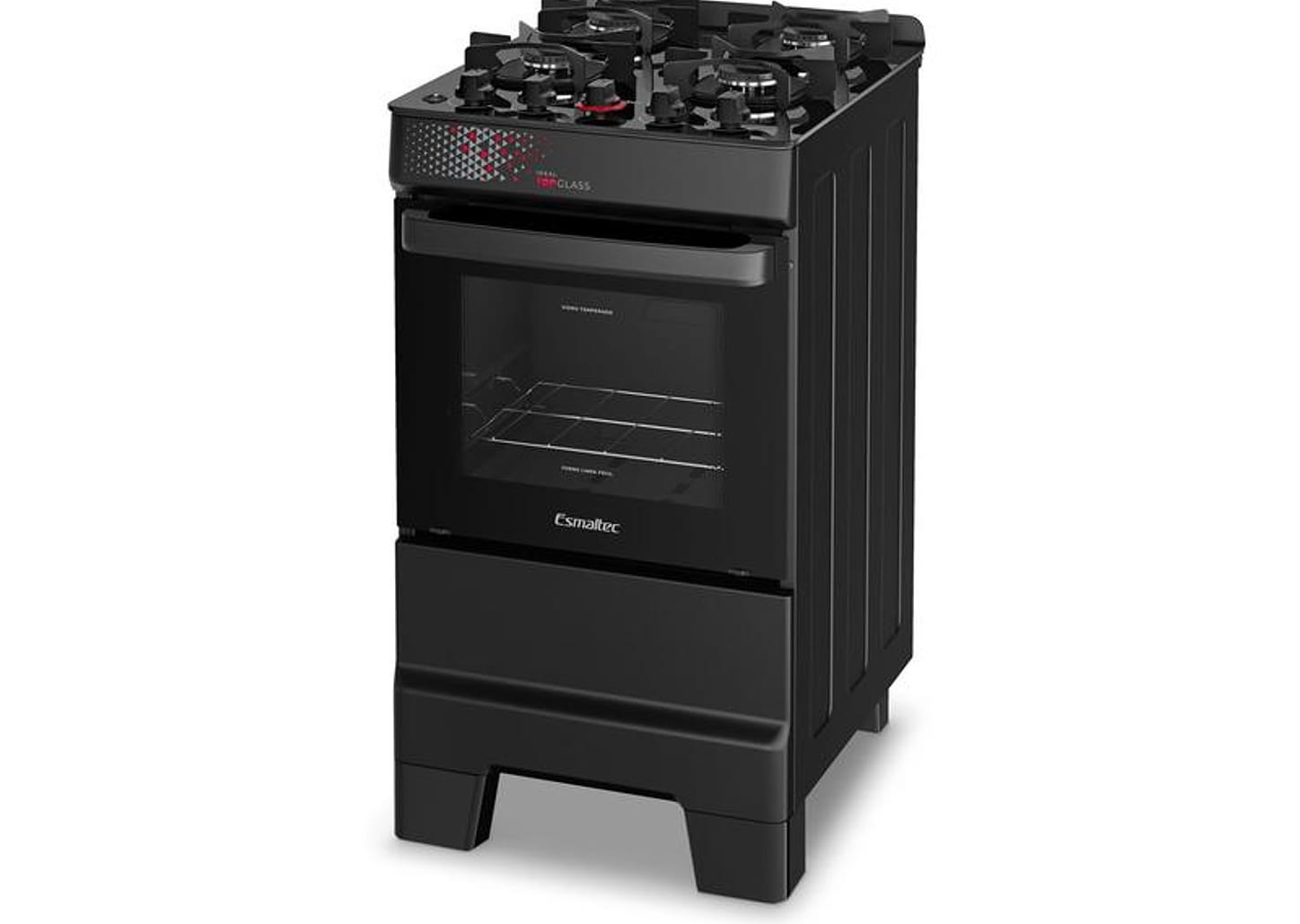 Fogão 4 Bocas Esmaltec Preto Mesa de Vidro Esmaltec Ideal Top Glass