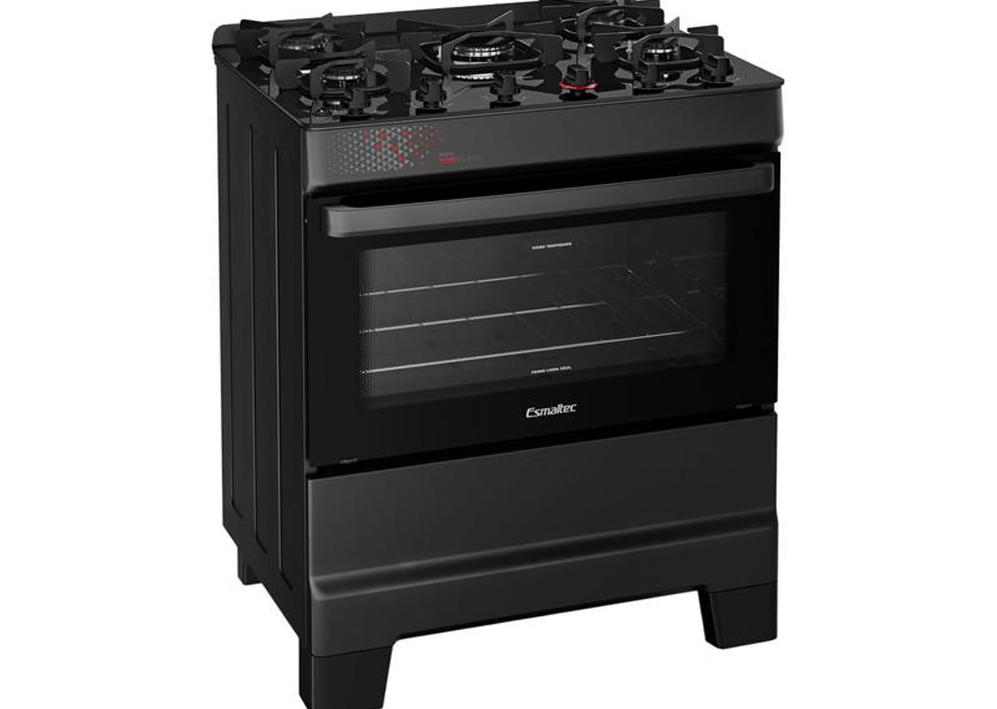 Fogão 5 Bocas Esmaltec Preto Mesa de Vidro Esmaltec Ideal Top Glass