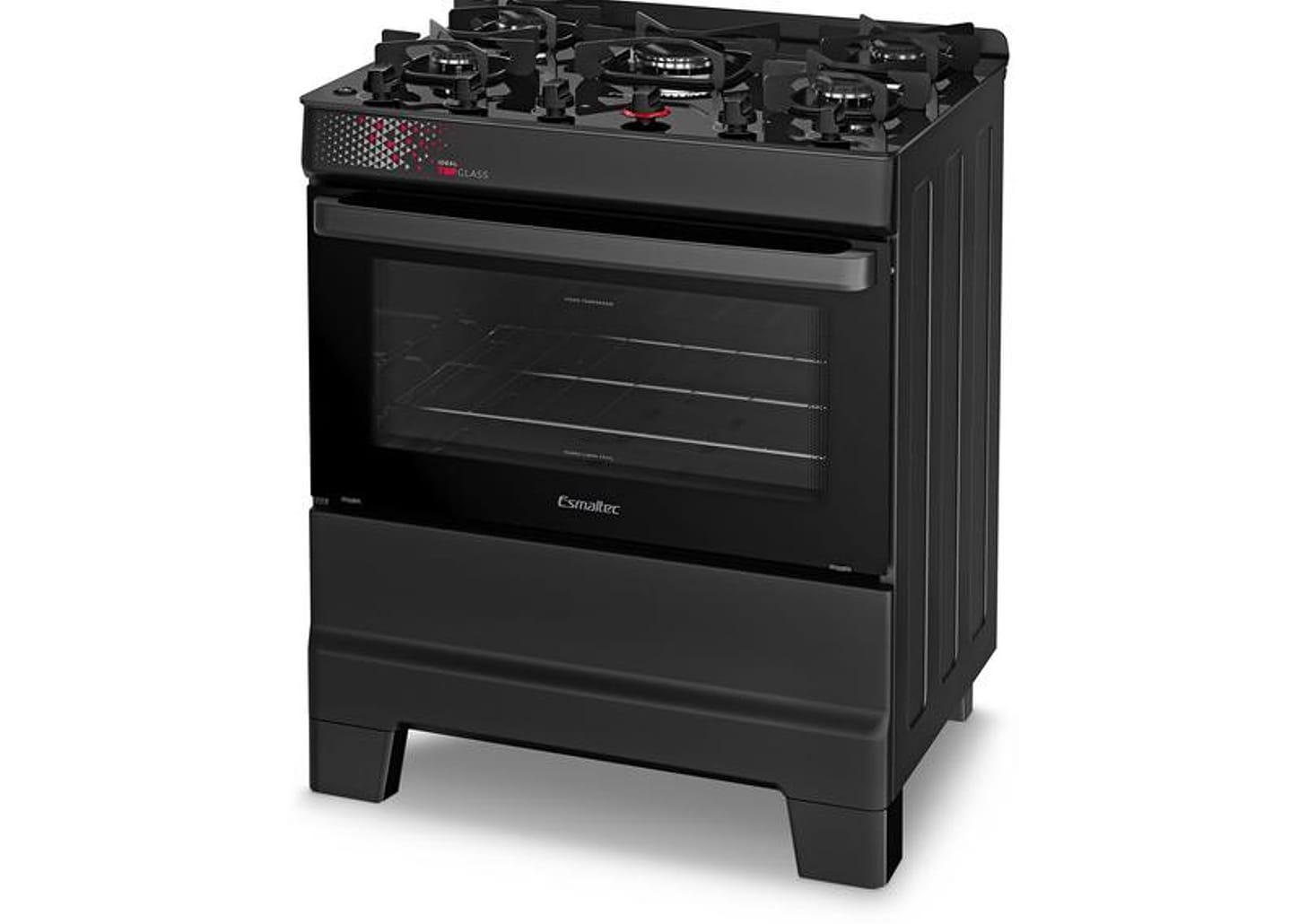 Fogão 5 Bocas Esmaltec Preto Mesa de Vidro Esmaltec Ideal Top Glass