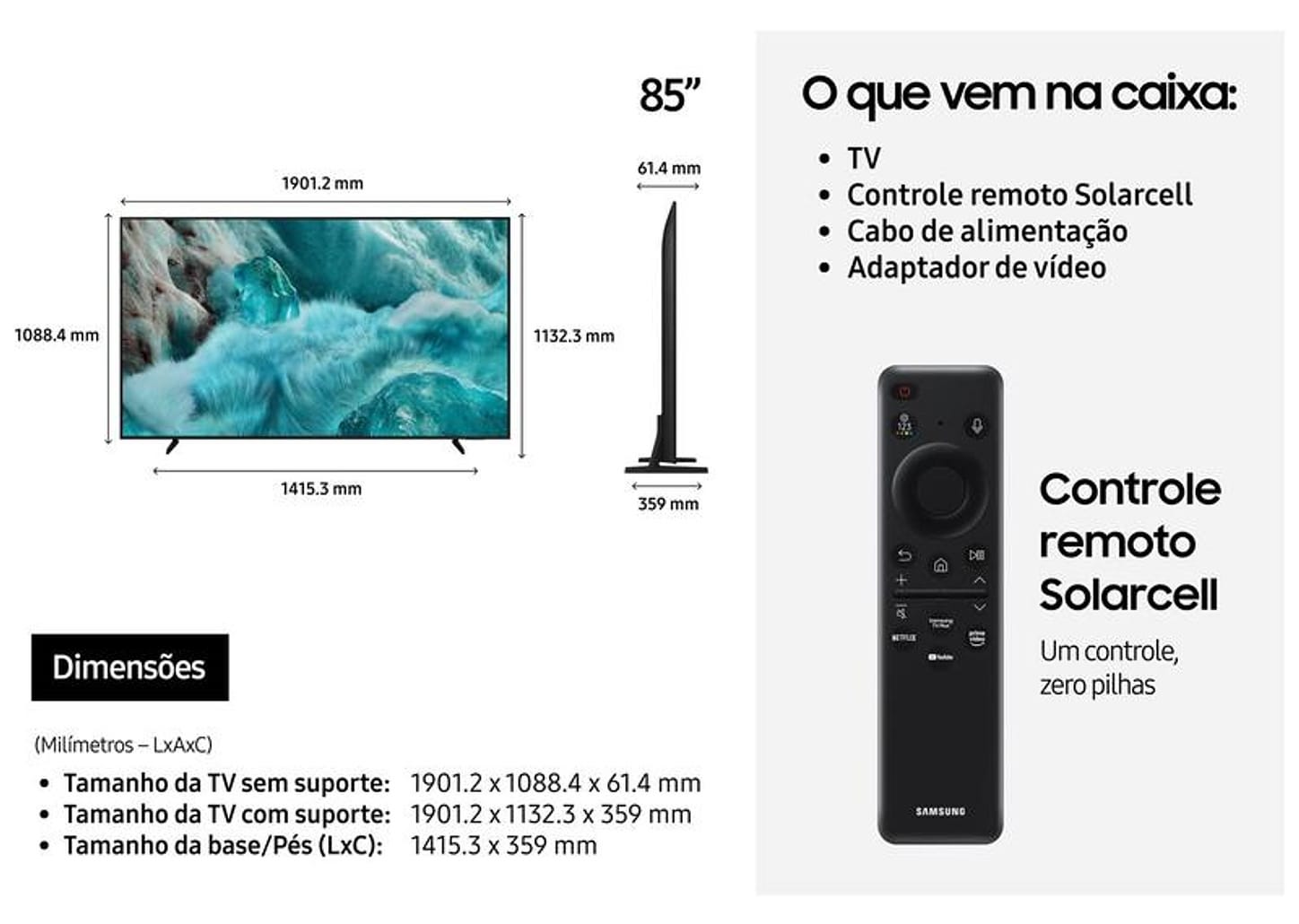 Smart TV 85" Samsung 4K QLED QN85Q7FAAGXZD Tizen Q4 AI 3 HDMI