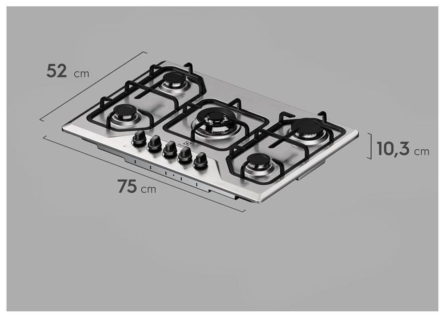 Cooktop 5 Bocas a Gás GLP Electrolux Inox Acendimento Automático KE5XC