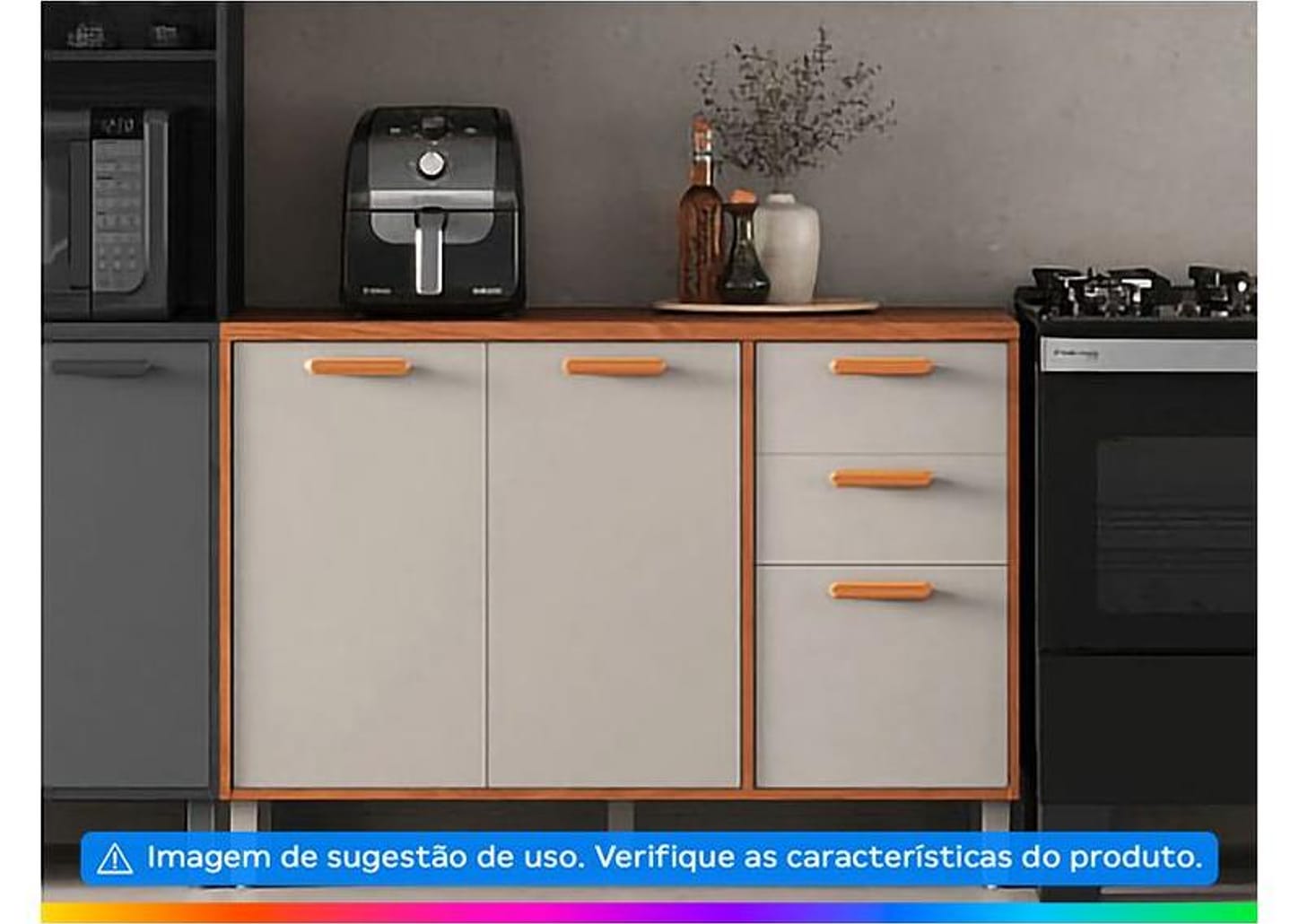 Balcão de Cozinha Itatiaia 3 Portas 2 Gavetas Itafriz