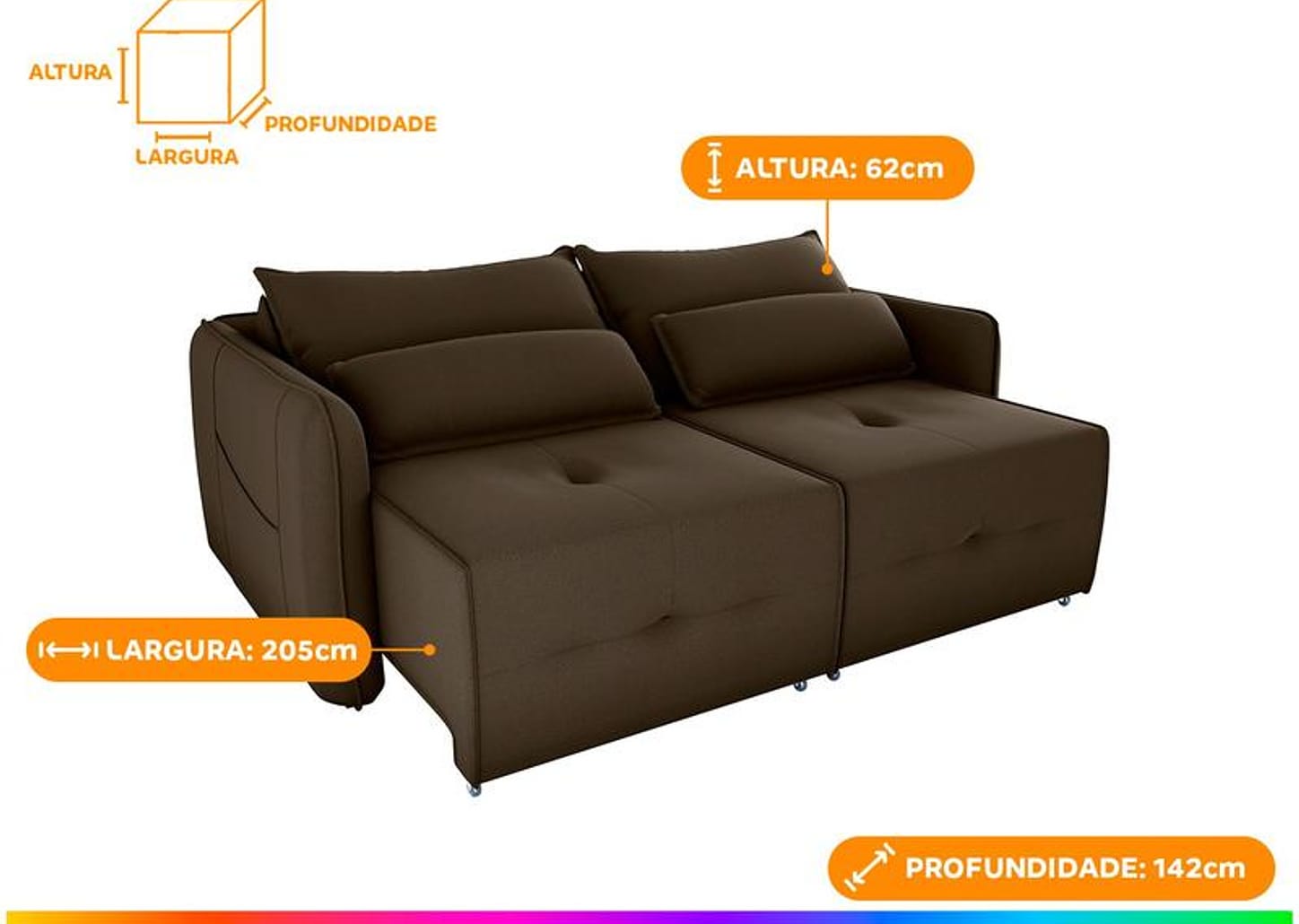 Sofá-cama 3 Lugares Retrátil Bipartido Reclinável Veludo Matrix Celine