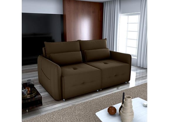 Sofá-cama 3 Lugares Retrátil Bipartido Reclinável Veludo Matrix Celine
