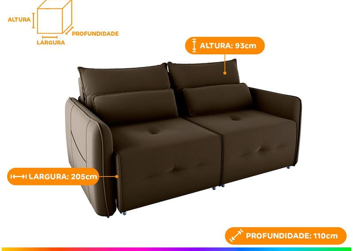 Sofá-cama 3 Lugares Retrátil Bipartido Reclinável Veludo Matrix Celine