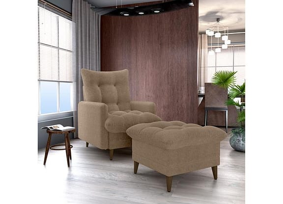 Poltrona Decorativa Reclinável com Puff 3 Posições Matrix Montreal