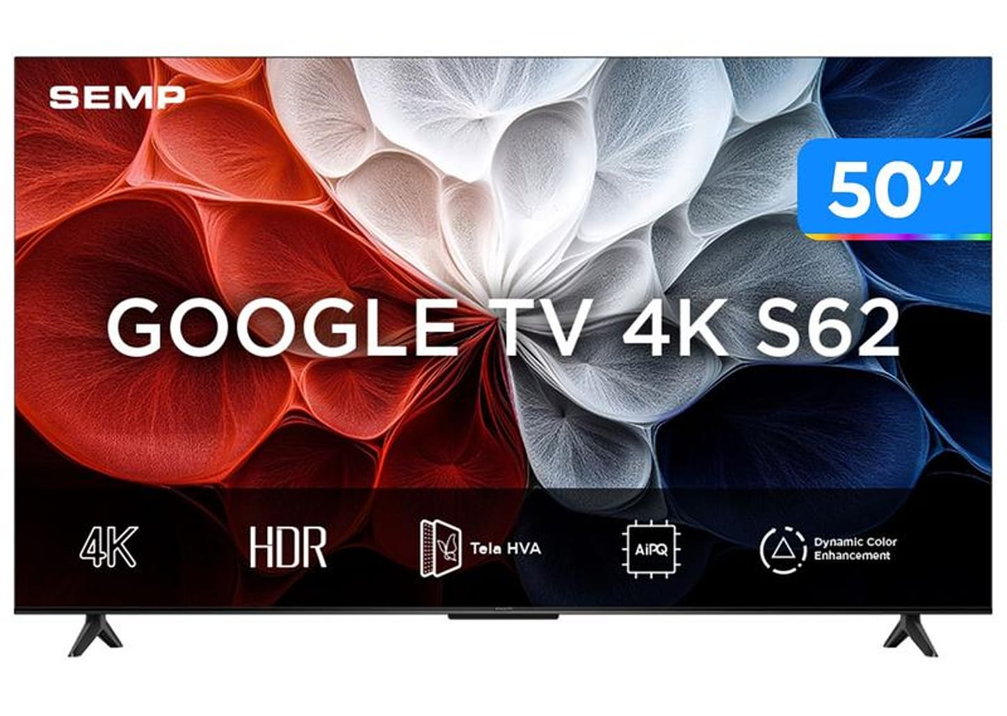 Smart TV 50" TCL 4K UHD LED 50S62 Google TV AiPQ Google Assistente 3 HDMI