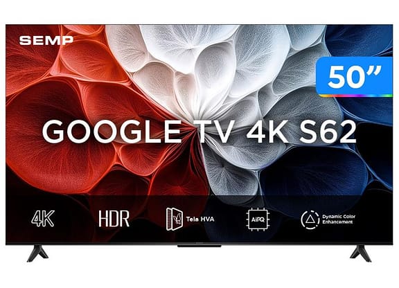Smart TV 50" TCL 4K UHD LED 50S62 Google TV AiPQ Google Assistente 3 HDMI