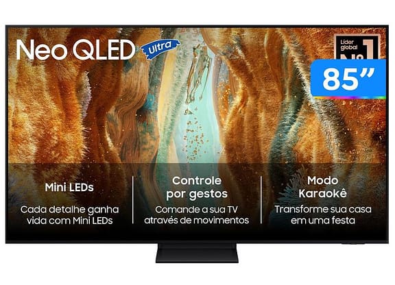 Smart TV 85" Samsung 4K Neo QLED QN70F QN85QN70FAGXZD 120Hz Tizen NQ4 AI Gen2 Bixby Alexa 4 HDMI