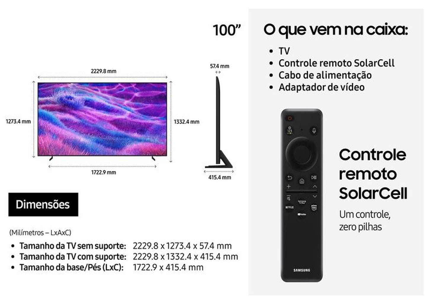 Smart TV 100" Samsung 4K Neo QLED QN80F QN100QN80FGXZD 120Hz Tizen NQ4 AI Gen2 Bixby Alexa 4 HDMI