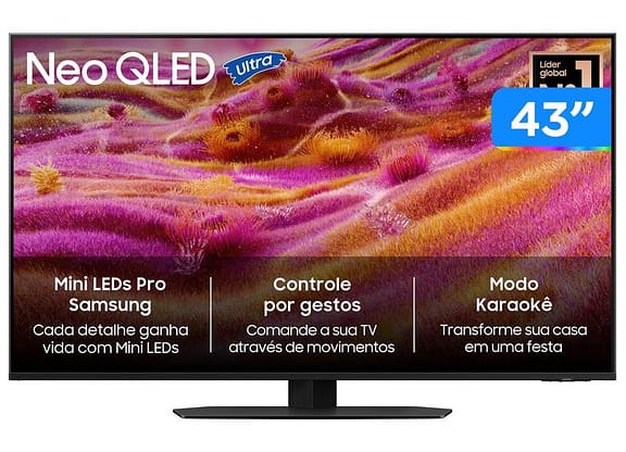 Smart TV 43" Samsung 4K Neo QLED QN90F QN43QN90FAGXZD 120Hz Tizen NQ4 AI Gen3 Bixby Alexa 4 HDMI