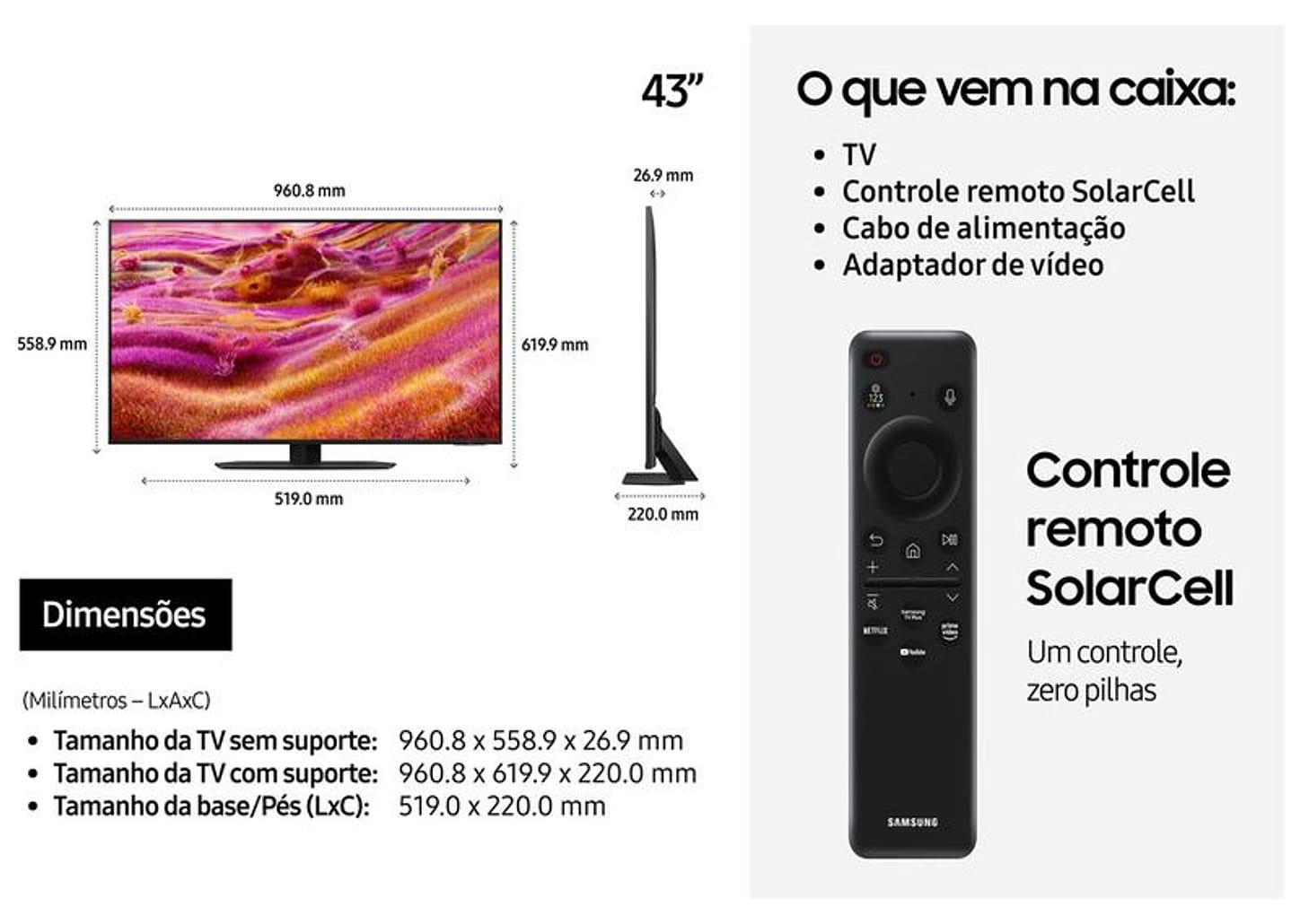 Smart TV 43" Samsung 4K Neo QLED QN90F QN43QN90FAGXZD 120Hz Tizen NQ4 AI Gen3 Bixby Alexa 4 HDMI