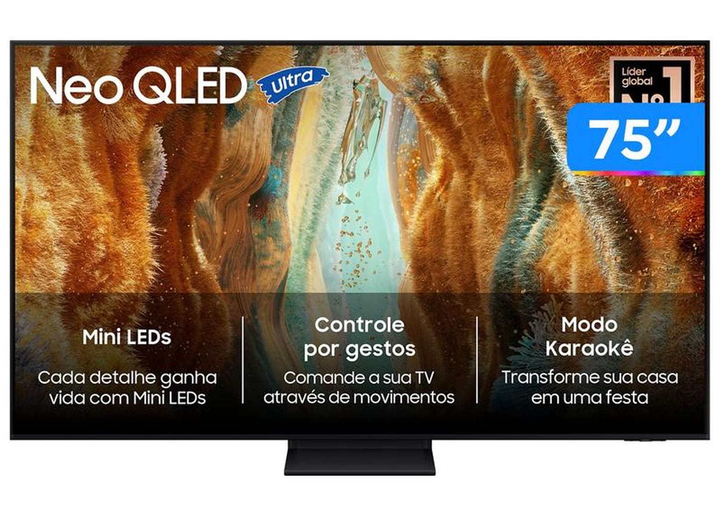 Smart TV 75" Samsung 4K Neo QLED QN70F QN75QN70FAGXZD 120Hz Tizen NQ4 AI Gen2 Bixby Alexa 4 HDMI