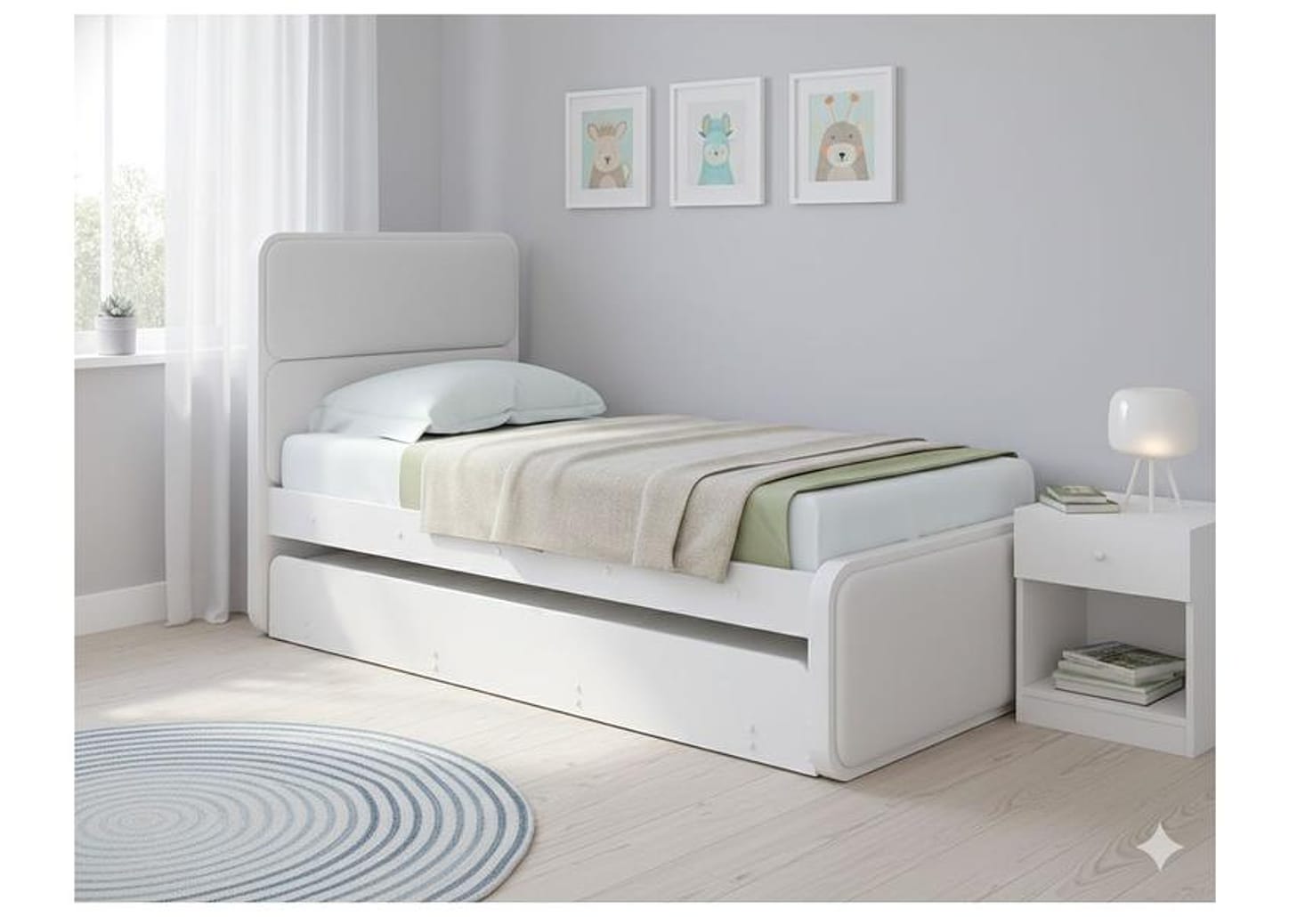 Cama de Solteiro com Cama Auxiliar Móveis Lopas Loop Branca
