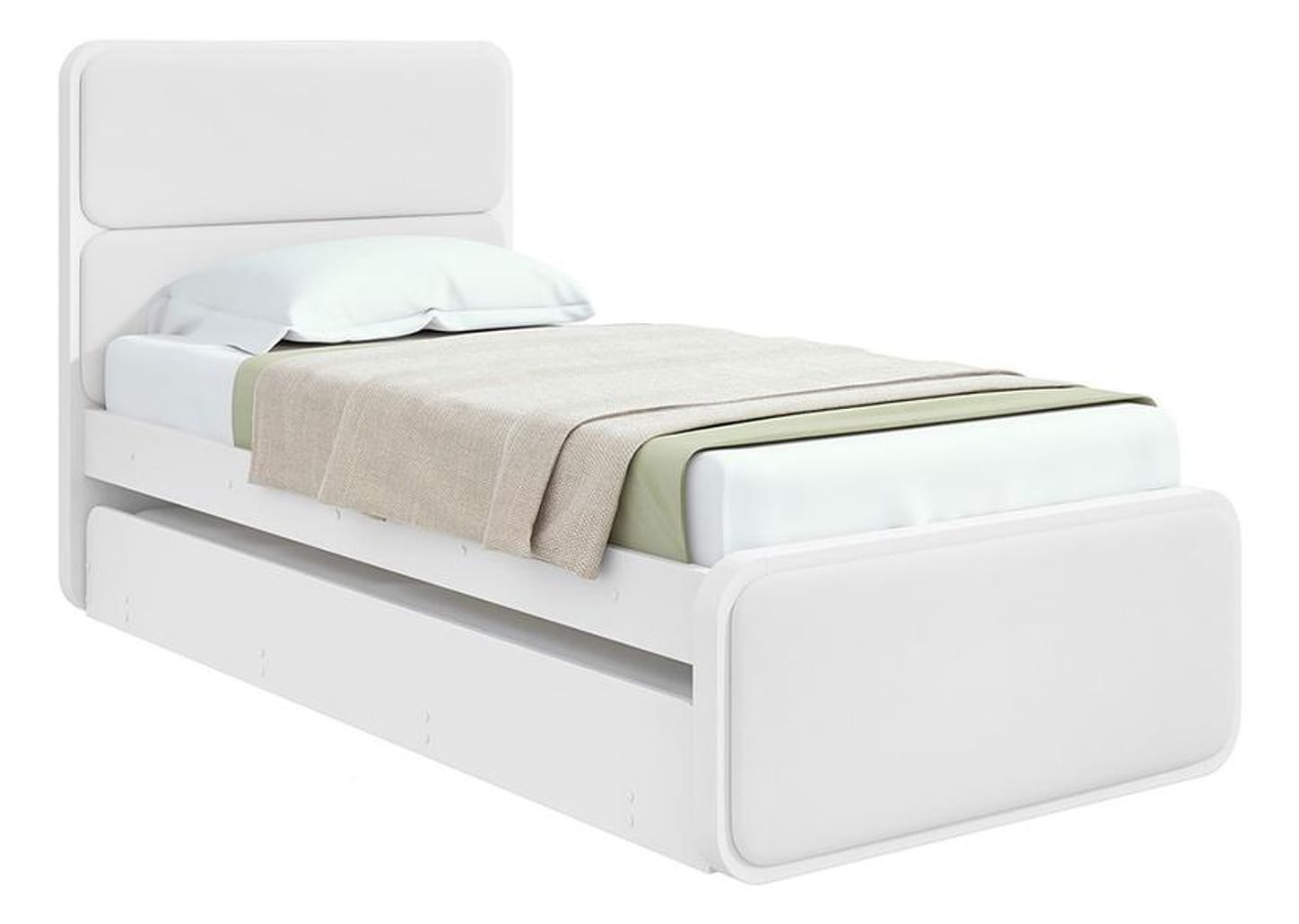 Cama de Solteiro com Cama Auxiliar Móveis Lopas Loop Branca