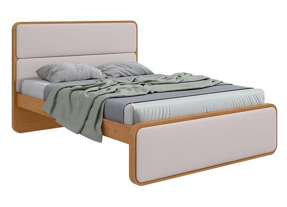 Cama de Casal Móveis Lopas Loop Amêndoa Clean e Corano Bege