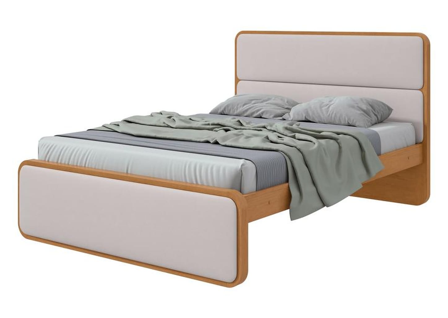 Cama de Casal Móveis Lopas Loop Amêndoa Clean e Corano Bege