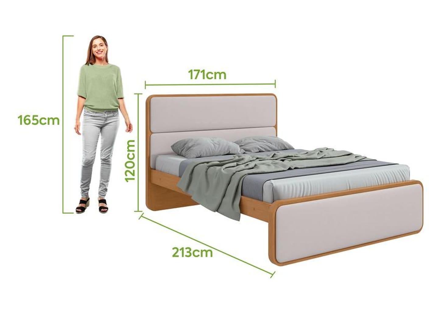 Cama de Casal Móveis Lopas Loop Amêndoa Clean e Corano Bege