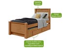 Cama de Solteiro com Cama Auxiliar 2 Gavetas Móveis Lopas Athenas Amêndoa Clean e Off White