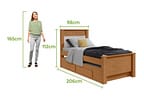 Cama de Solteiro com Cama Auxiliar 2 Gavetas Móveis Lopas Athenas Amêndoa Clean e Off White