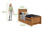 Cama de Solteiro com Cama Auxiliar 2 Gavetas Móveis Lopas Athenas Amêndoa Clean e Off White