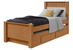 Cama de Solteiro com Cama Auxiliar 2 Gavetas Móveis Lopas Athenas Amêndoa Clean e Off White