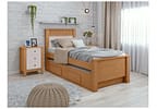 Cama de Solteiro com Cama Auxiliar 2 Gavetas Móveis Lopas Athenas Amêndoa Clean e Off White