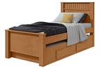 Cama de Solteiro com Cama Auxiliar 2 Gavetas Móveis Lopas Athenas Amêndoa Clean e Off White